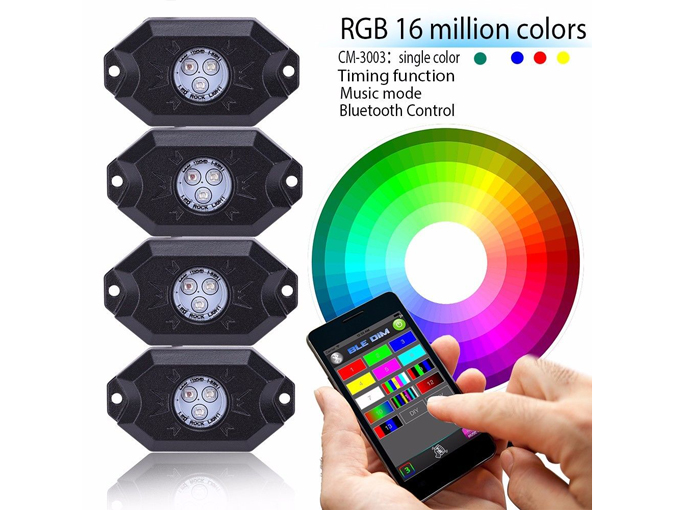 Bluetooth LED Rock Light with RGB 16 Million Colors - 